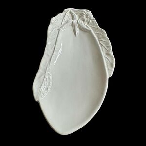 Ceramica Stefani White Dish Tray Eggplant 9" Glossy Finish Made in Italy